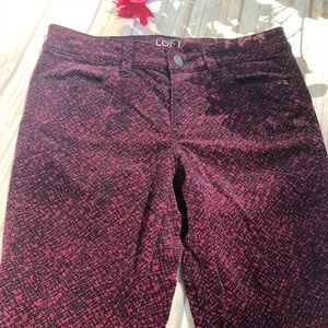 LOFT Velvety thin cords super skinny burgundy